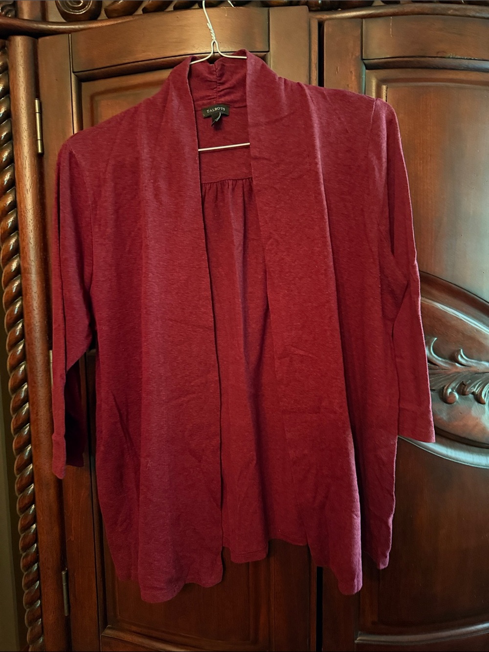 Talbots Deep Wine Open-Front Cardigan
